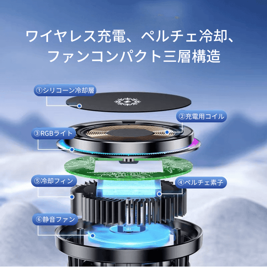 Re.Engineering ワイヤレス充電冷却スマホホルダー 15W